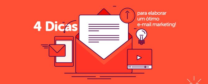 Ilustração conceituando 4 dicas para elaborar um ótimo e-mail marketing.