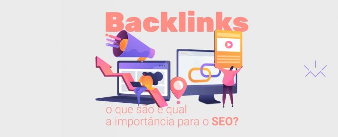 Ilustração de homem e mulher analisando e criando backlinks