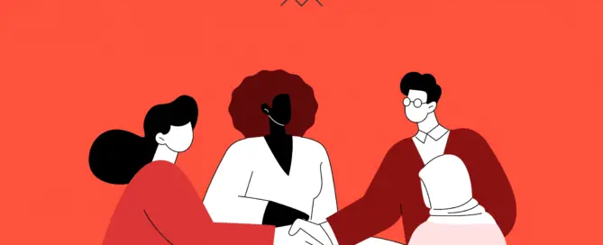 Uma reunião entre quatro pessoas onde o cliente está se reunindo com uma empresa e negociando para ilustrar o tema estratégias de negociação.